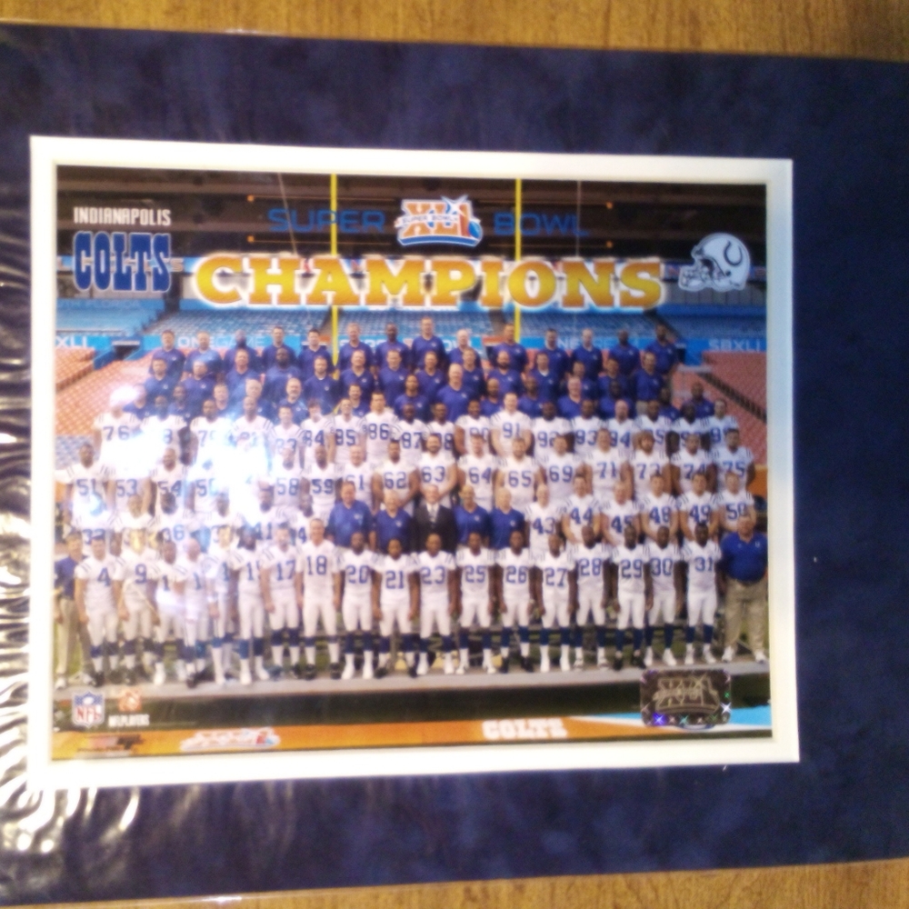 Indianapolis Colts Super Bowl XLI 8X10 Licensed Photo In 11X14 Blue Matted Frame - Picture 2 of 9